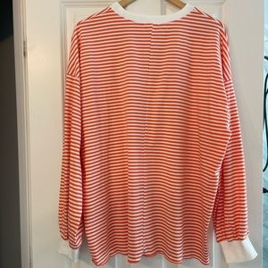 La Miel orange, and white striped top